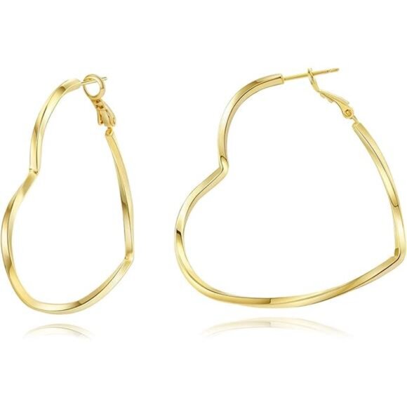 Trendy CZ Gold Hoop Earrings for Women, Lightweight Chunky Silver Earrings - Picture 8 of 16